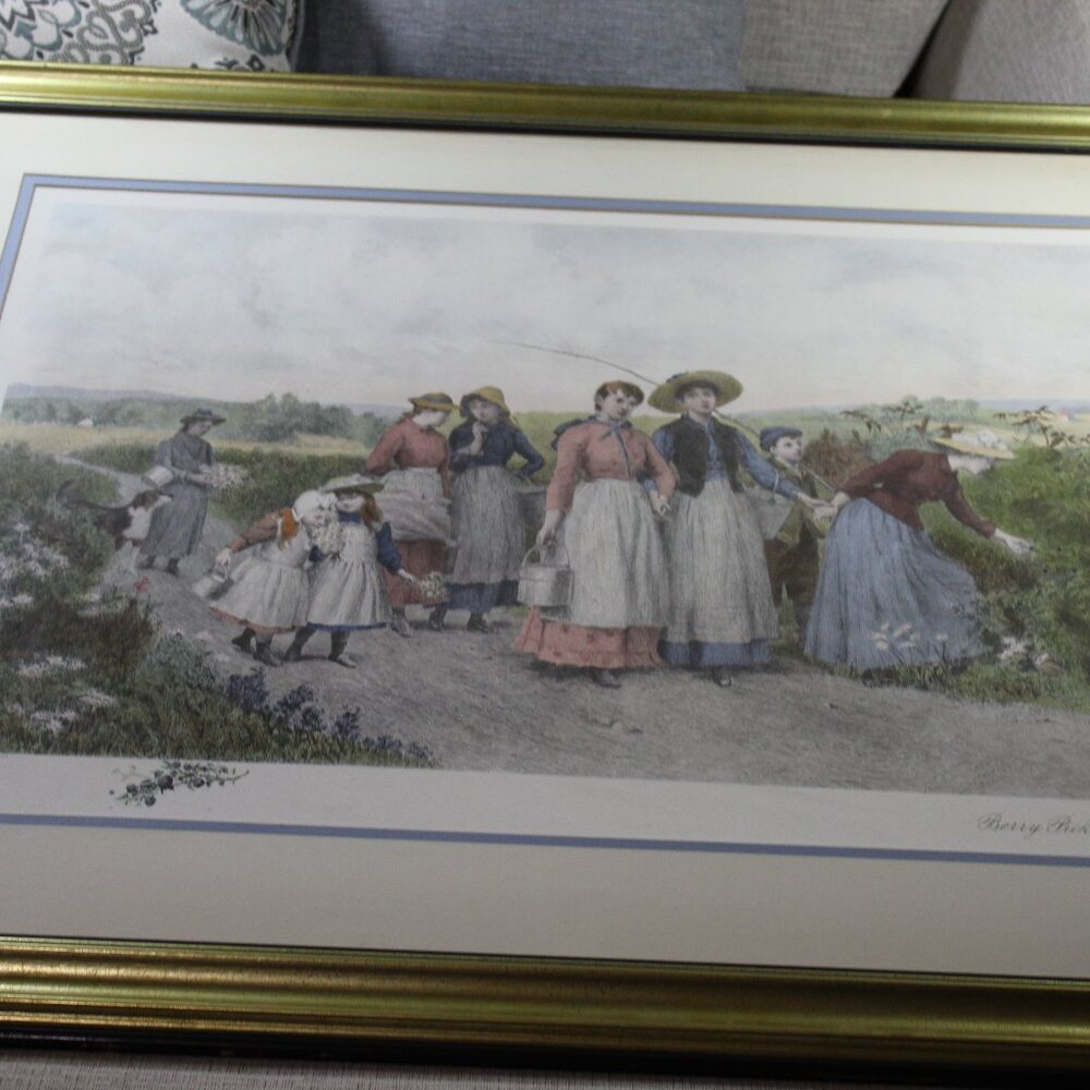Jennie Augusta Brownscombe "Berry Pickers" Figurative Landscape Etching by J. S.